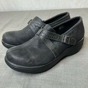 Abeo Clogs W10 Black Leather Slip On Shoes Comfort Loafer Bella Work Slip Resist